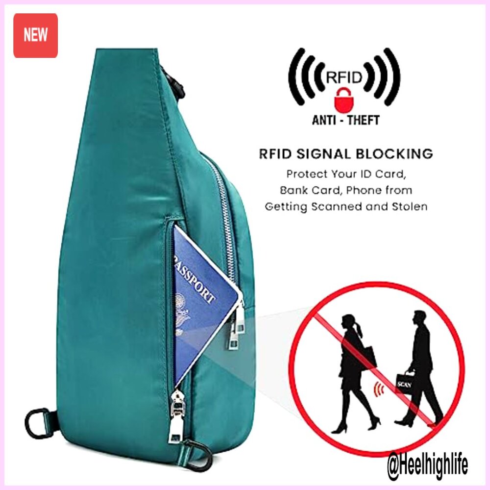Rfid Blocking Sling Backpack With Usb Charger Por… - image 2